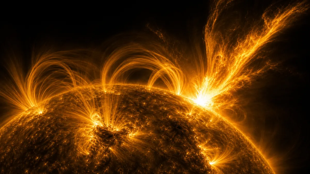 The Sun in extreme ultraviolet: golden coronal loops and a solar flare